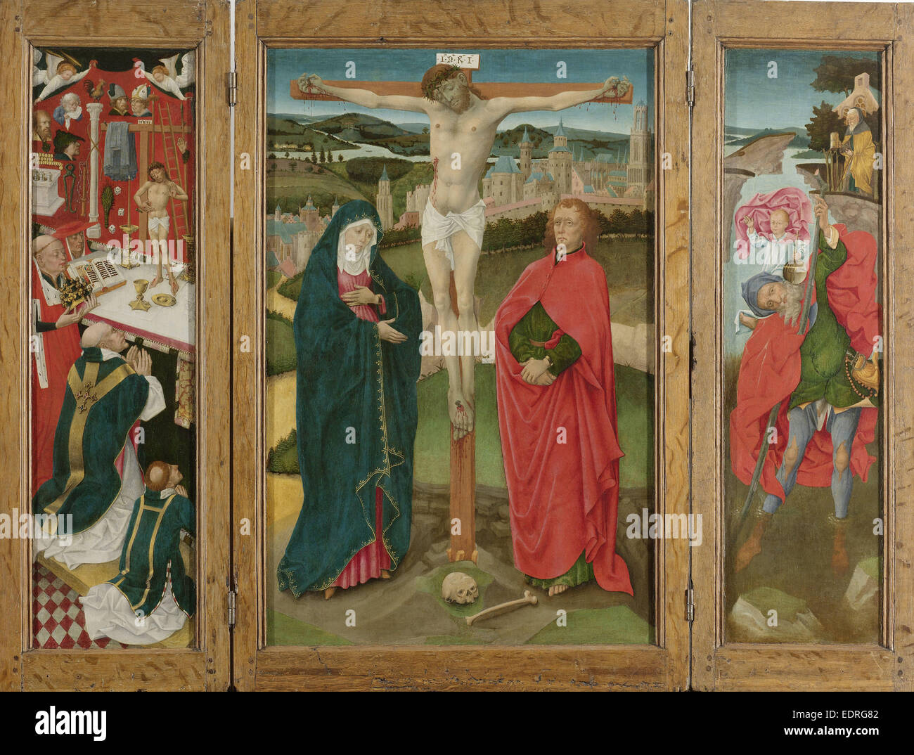 Triptych with the Crucifixion, Anonymous, c. 1460 Stock Photo