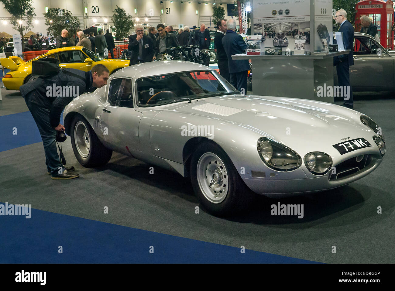 London, UK. 08th Jan, 2015. London Classic car show at Excel London. Light Weight E Type recreation. Credit:  Martyn Goddard/Alamy Live News Stock Photo