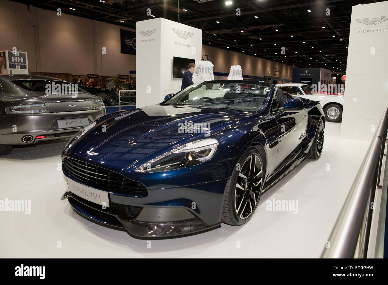 A Blue Aston Martin Vanquish Volante On Show At The London Classic Stock Photo Alamy