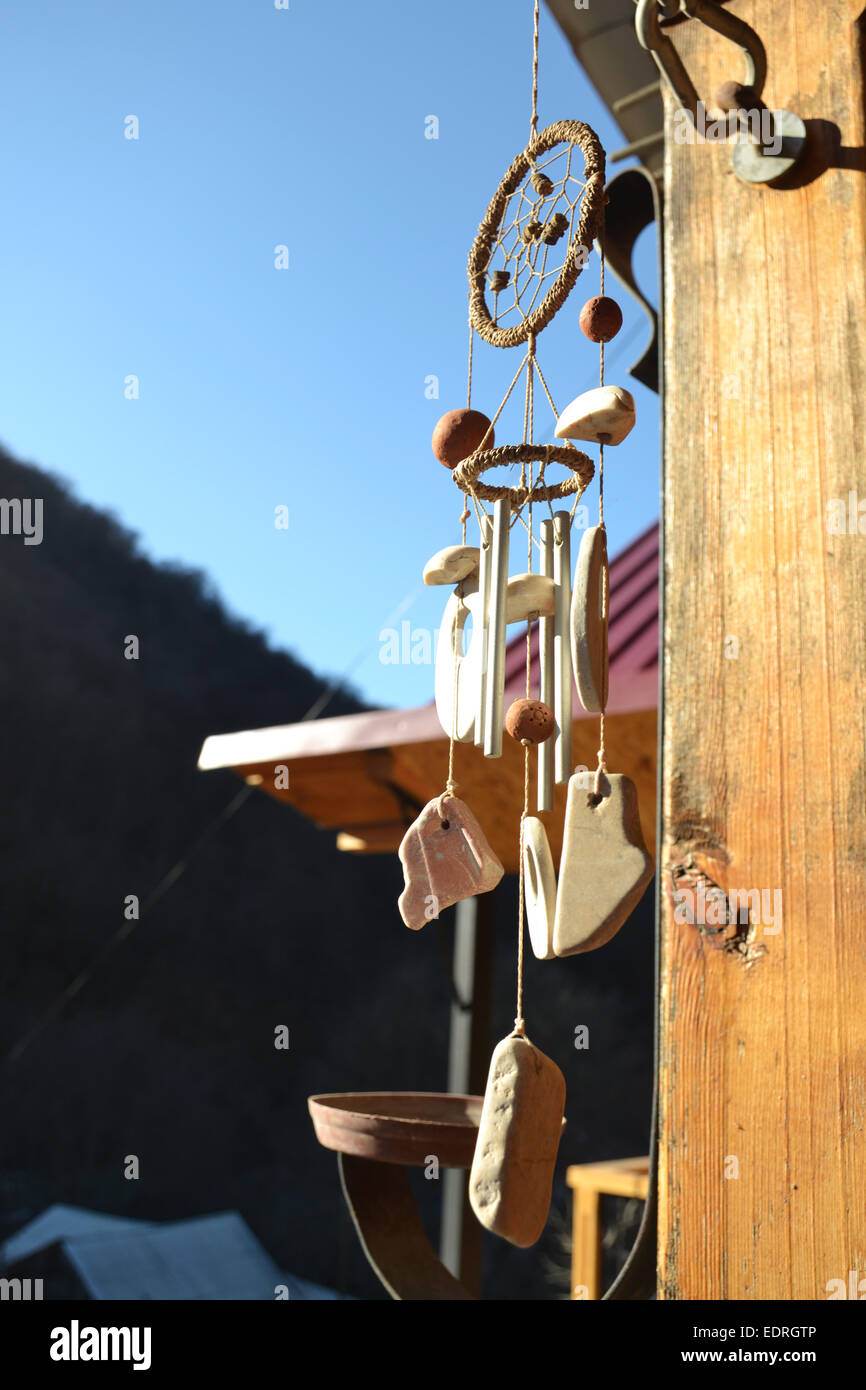 Wooden wind chimes Stock Photo Alamy