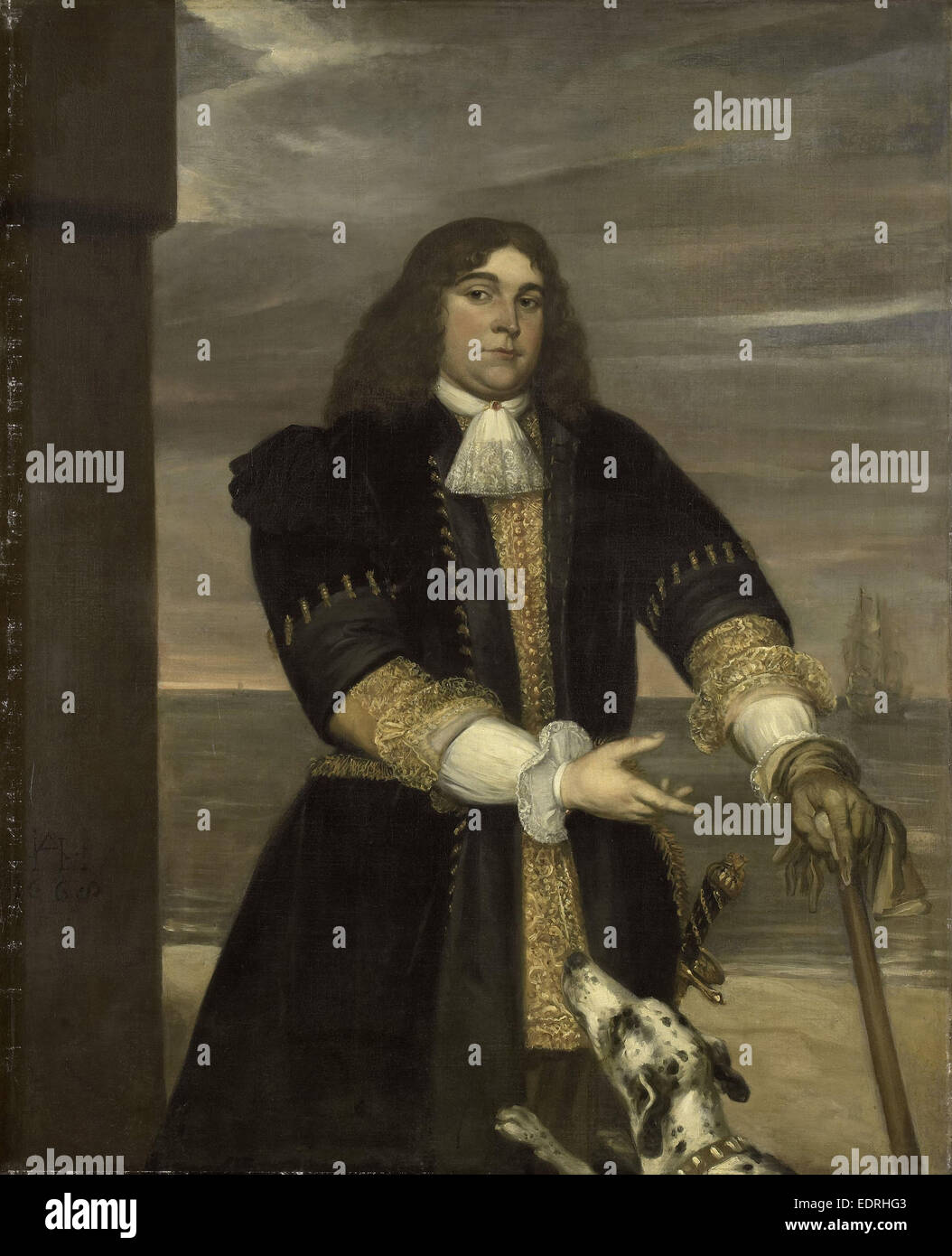 Portrait of Sea Captain Jan van Gelder, Stepson of Michiel Adriaensz de Ruyter, Jan Andrea Lievens, 1668 Stock Photo