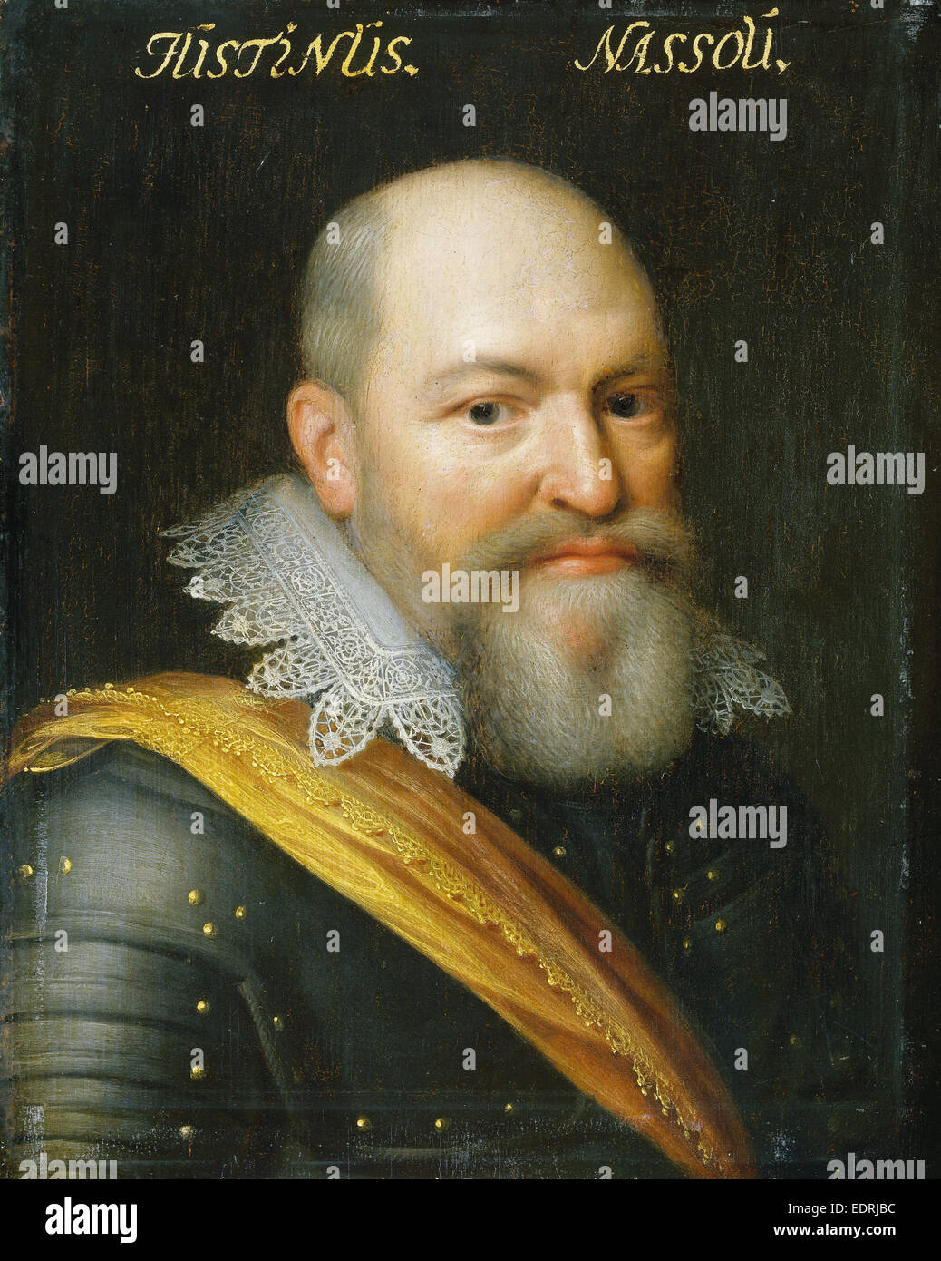 Portrait of Justinus van Nassau, illegitimate Son of Prince William I and Eva Elinx, workshop of Jan Antonisz van Ravesteyn Stock Photo