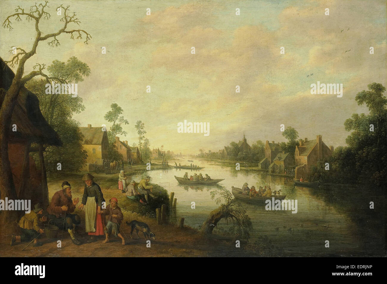 View of a River, Joost Cornelisz. Droochsloot, 1650 Stock Photo