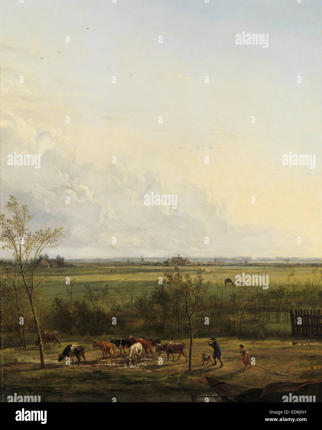 Distant View of the Meadows at ’s-Graveland, The Netherlands, Pieter Gerardus van Os, 1817 Stock Photo