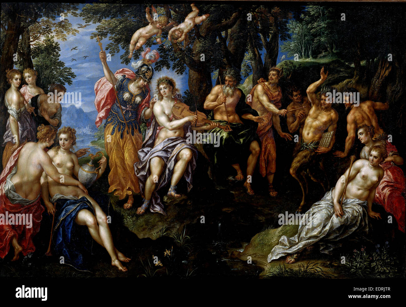 Musical Contest between Apollo and Pan, Hendrik de Clerck, 1600 - 1629 Stock Photo