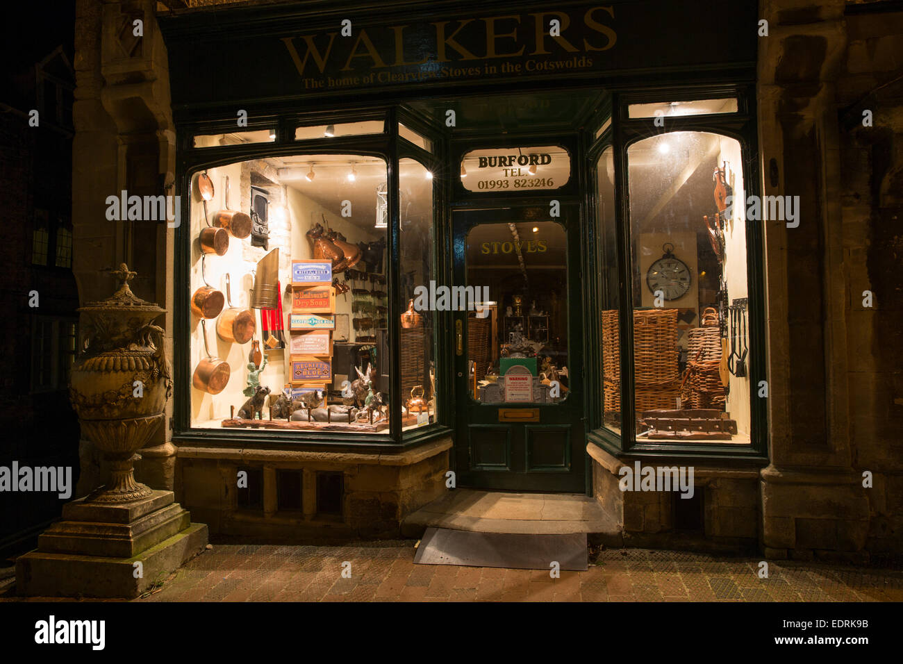 Window display at Walker's stoves and antiques shop along Burford High