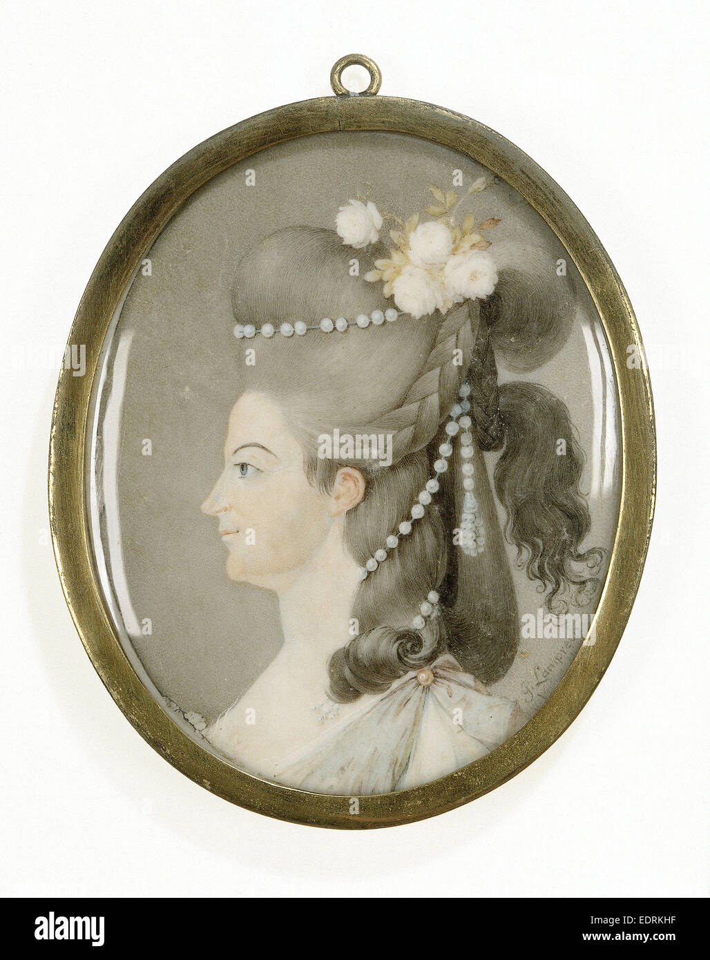 Frederika Sophia Wilhelmina, 1751-1820, Princess of Prussia. Wife of Prince Willem V, Georg Lamprecht, 1780, Portrait miniature Stock Photo