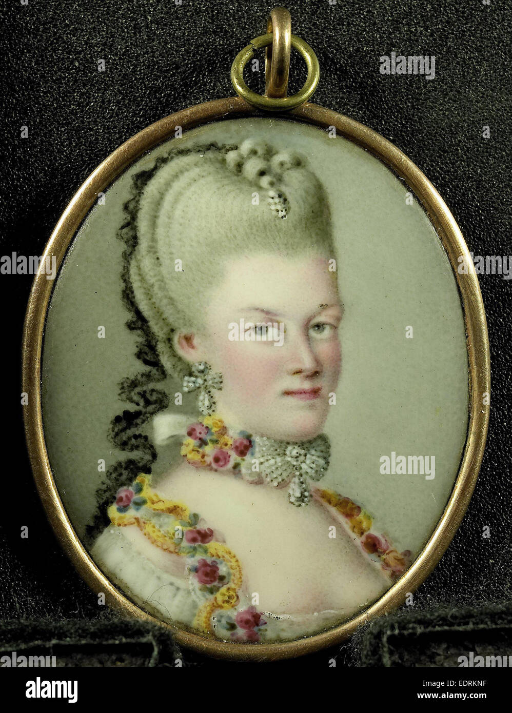 Frederika Sophia Wilhelmina, 1751-1820, princes of Prussia, wife of prins Willem V, Anonymous, c. 1775, Portrait miniature Stock Photo