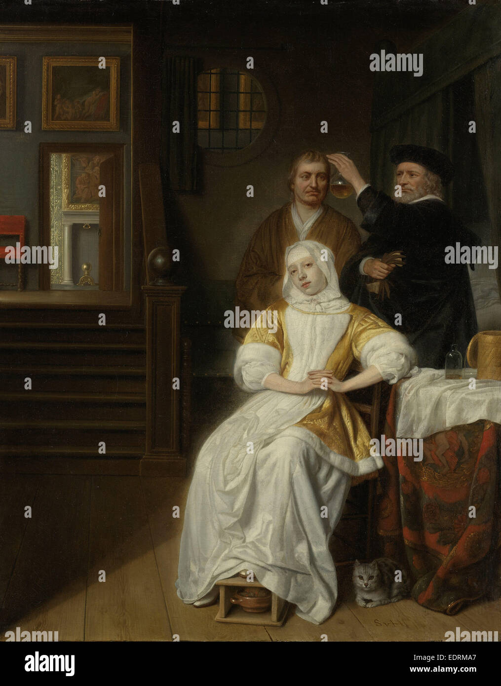 The Anemic Lady, Sick Lady, Samuel van Hoogstraten, 1660 - 1678 Stock Photo