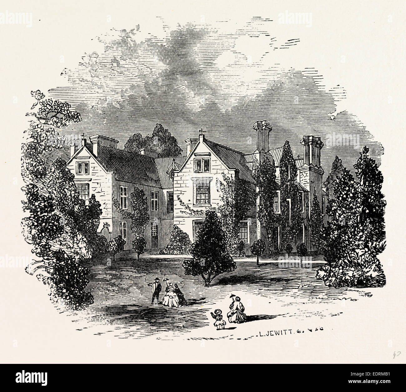 King's Newton Hall as it was, UK, England, engraving 1870s, Britain Stock Photo