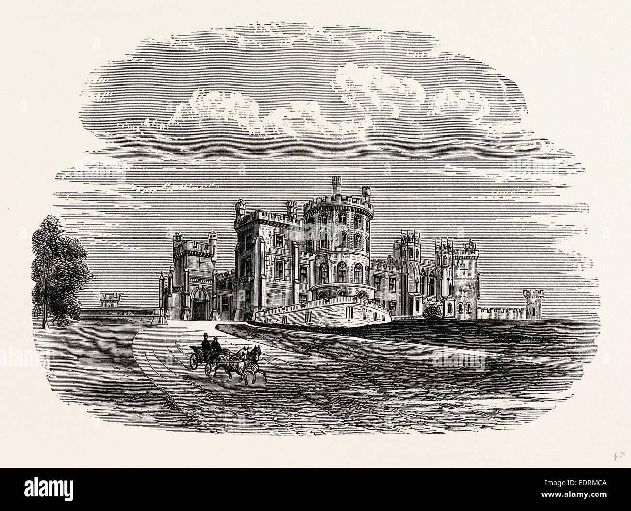 Belvoir Castle from the North-west, UK, England, engraving 1870s, Britain Stock Photo