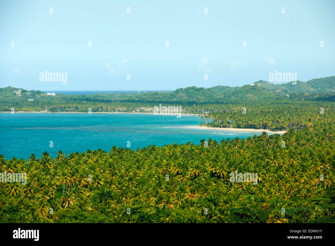 Dominikanische Republik, Halbinsel Samana, Las Terrenas, Blick vom Aussichtspunkt am Boulevard Turistico del Atlantico an der No Stock Photo