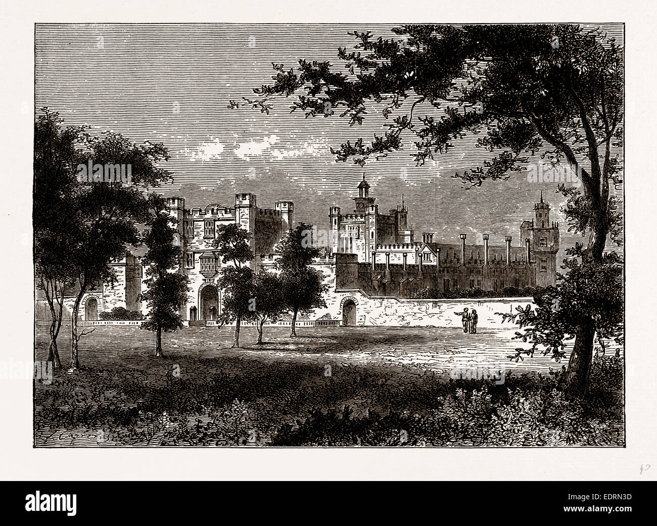 OLD THEOBALDS PALACE, UK, engraving 1881 - 1884 Stock Photo