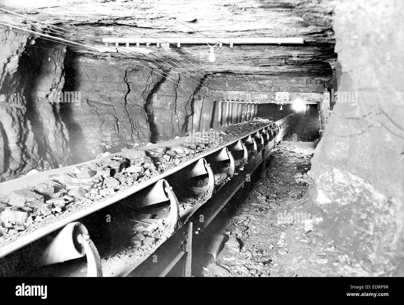 Mining equipment - conveyor, 1936, Lewis Hine, 1874 - 1940, was an American photographer, who used his camera as a tool Stock Photo