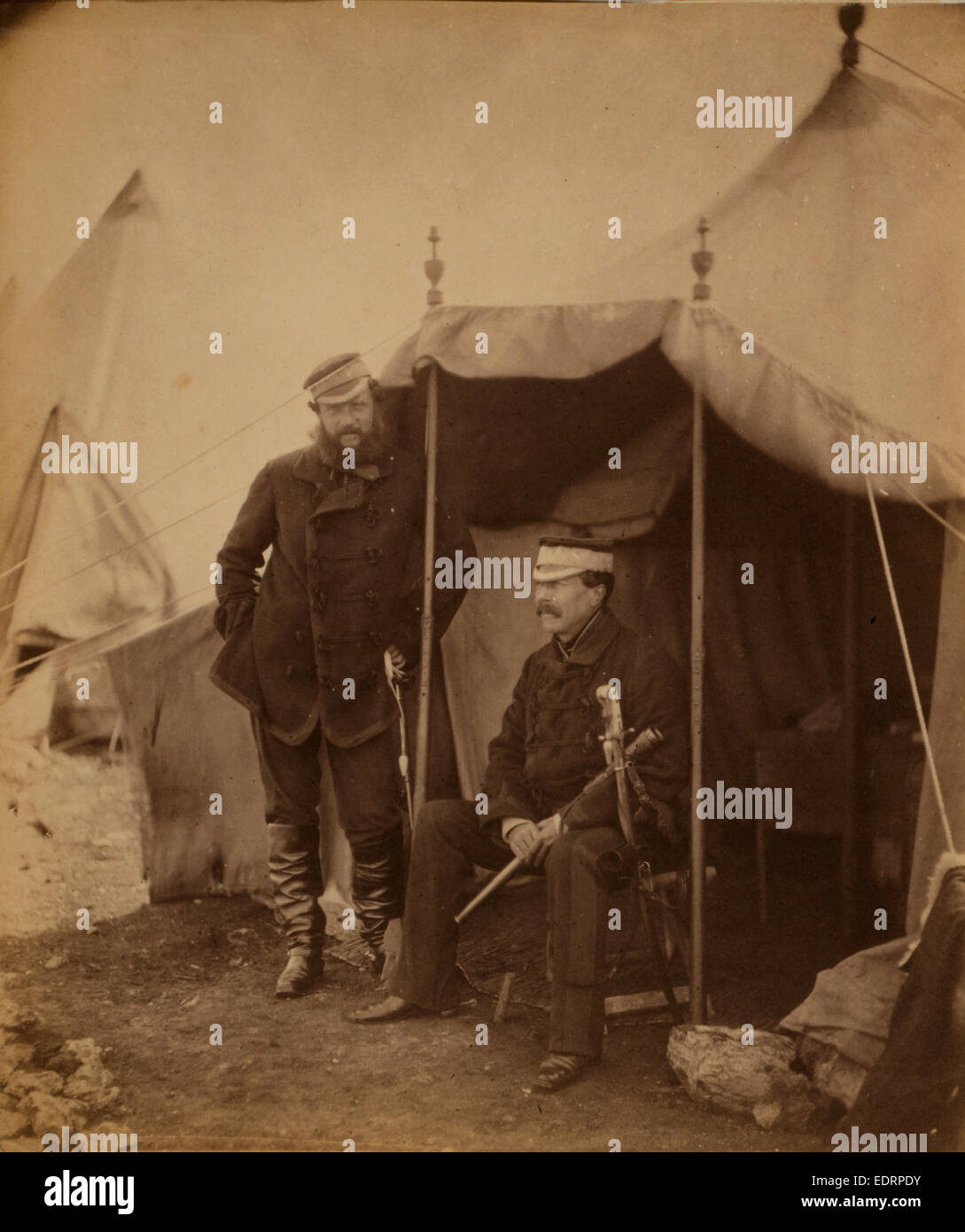 Lieutenant General Sir John Campbell & Captain Hume, his aide-de-camp, the general sitting, Crimean War, 1853-1856, Roger Fenton Stock Photo