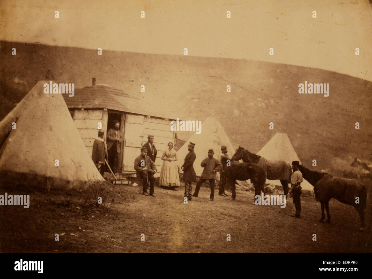 Captain Webb's hut, 4th Dragoon Guards, Crimean War, 1853-1856, Roger Fenton historic war campaign photo Stock Photo