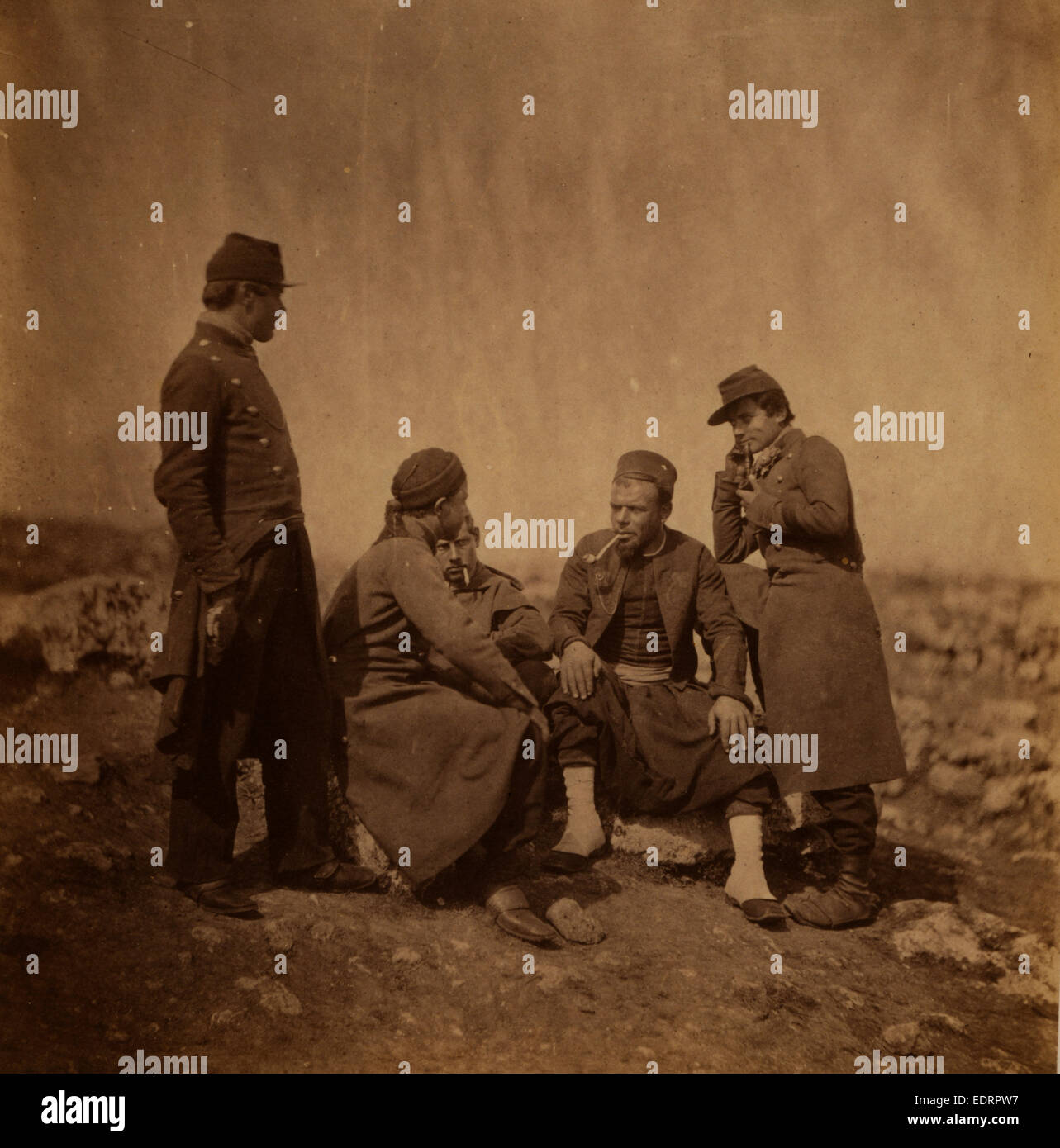 Zouaves & soldiers of the line, Crimean War, 1853-1856, Roger Fenton historic war campaign photo Stock Photo