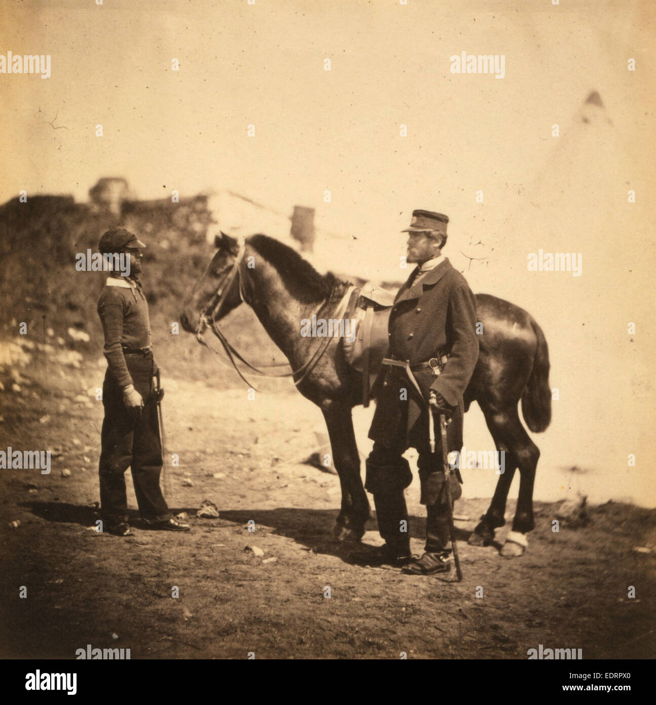 Captain Croker, 17th Regiment, Crimean War, 1853-1856, Roger Fenton historic war campaign photo Stock Photo