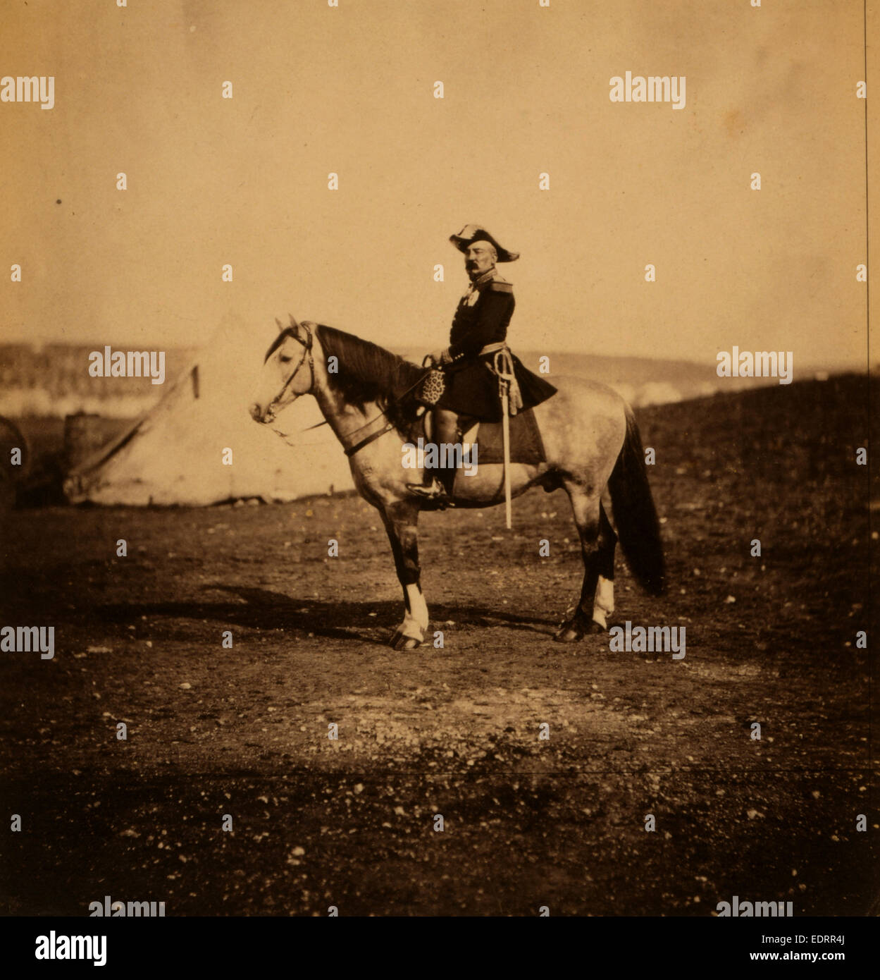 General Bosquet on Bayard, Crimean War, 1853-1856, Roger Fenton historic war campaign photo Stock Photo