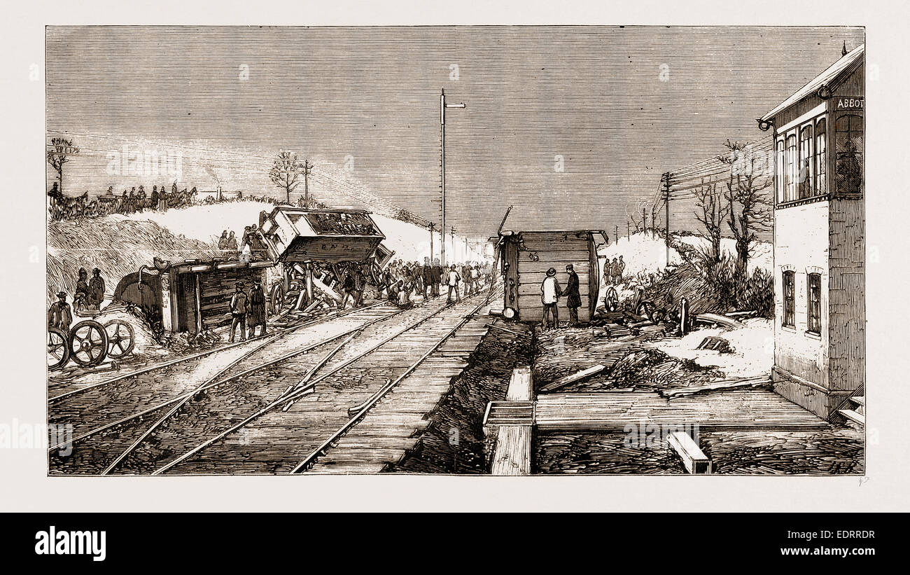 THE RAILWAY ACCIDENT AT ABBOT'S RIPTON, SCENE ON THE LINE AFTER THE DOUBLE COLLISION, 1876 Stock Photo