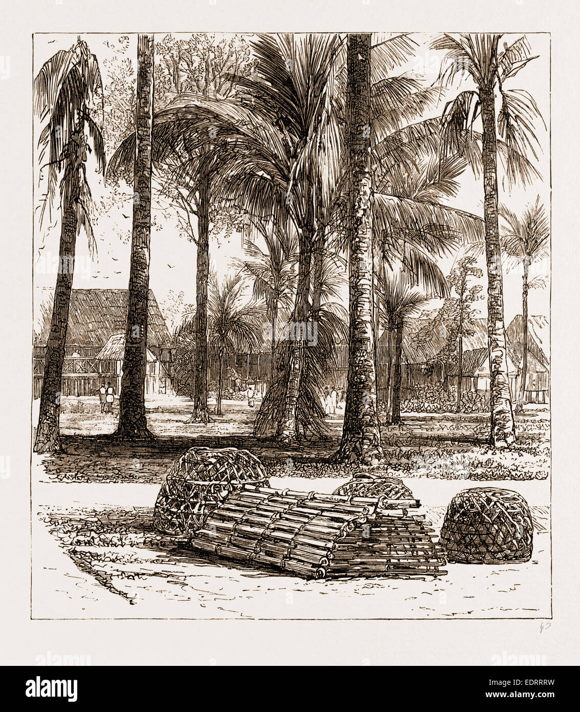 THE WAR IN THE MALAY PENINSULA, 1876: THE BARRACKS AT THE RESIDENCY, BANDA BAHRU, WITH THE GRAVE OF MR. BIRCH Stock Photo