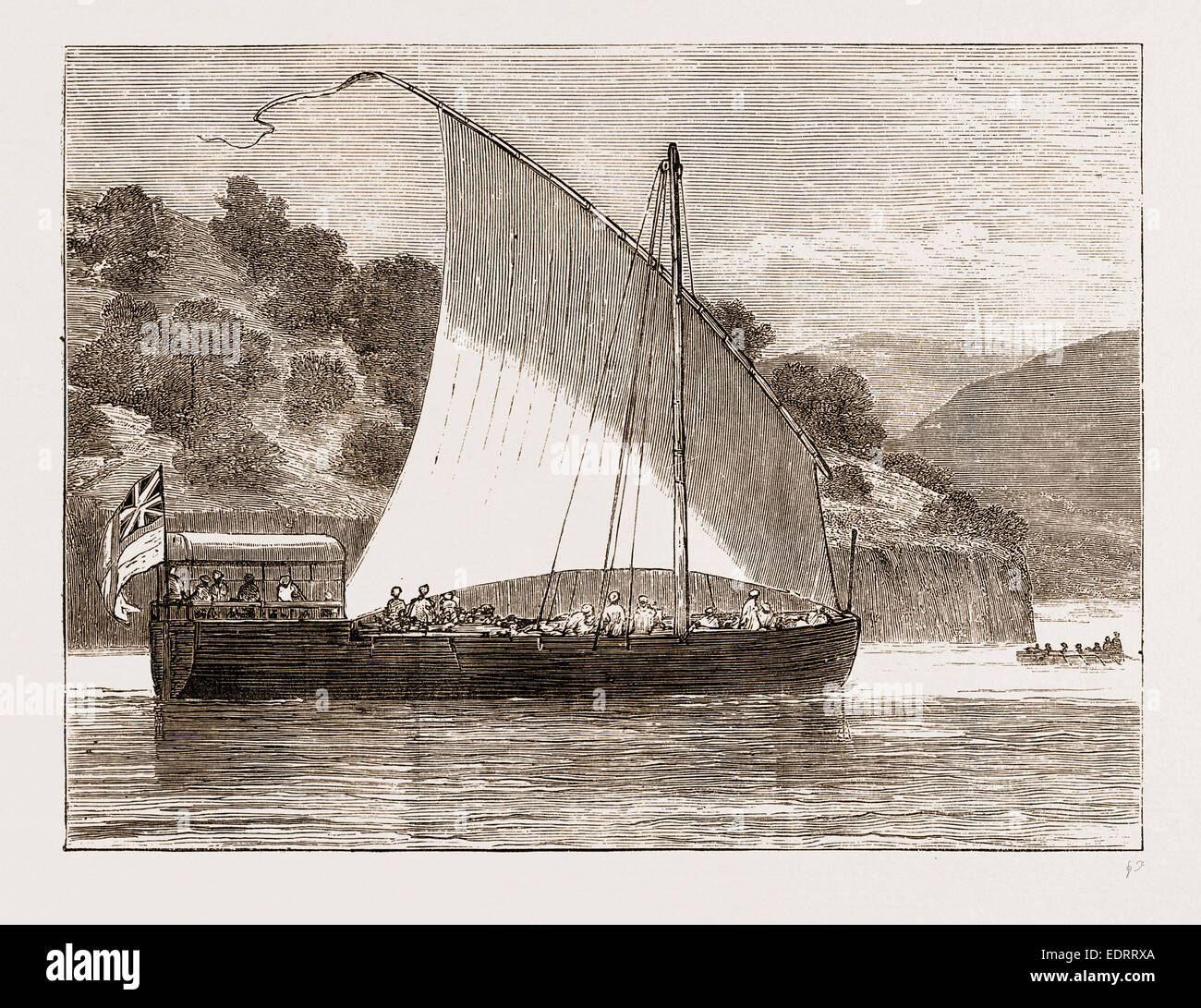 THE WHITE ENSIGN ON LAKE TANGANYIKA, AFRICA, 1876 Stock Photo