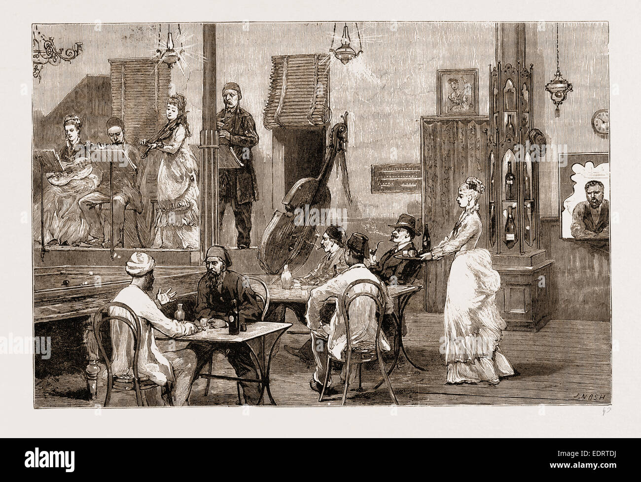 A 'CAFE CHANTANT' AT ISMAILIA, PAKISTAN, 1876 Stock Photo