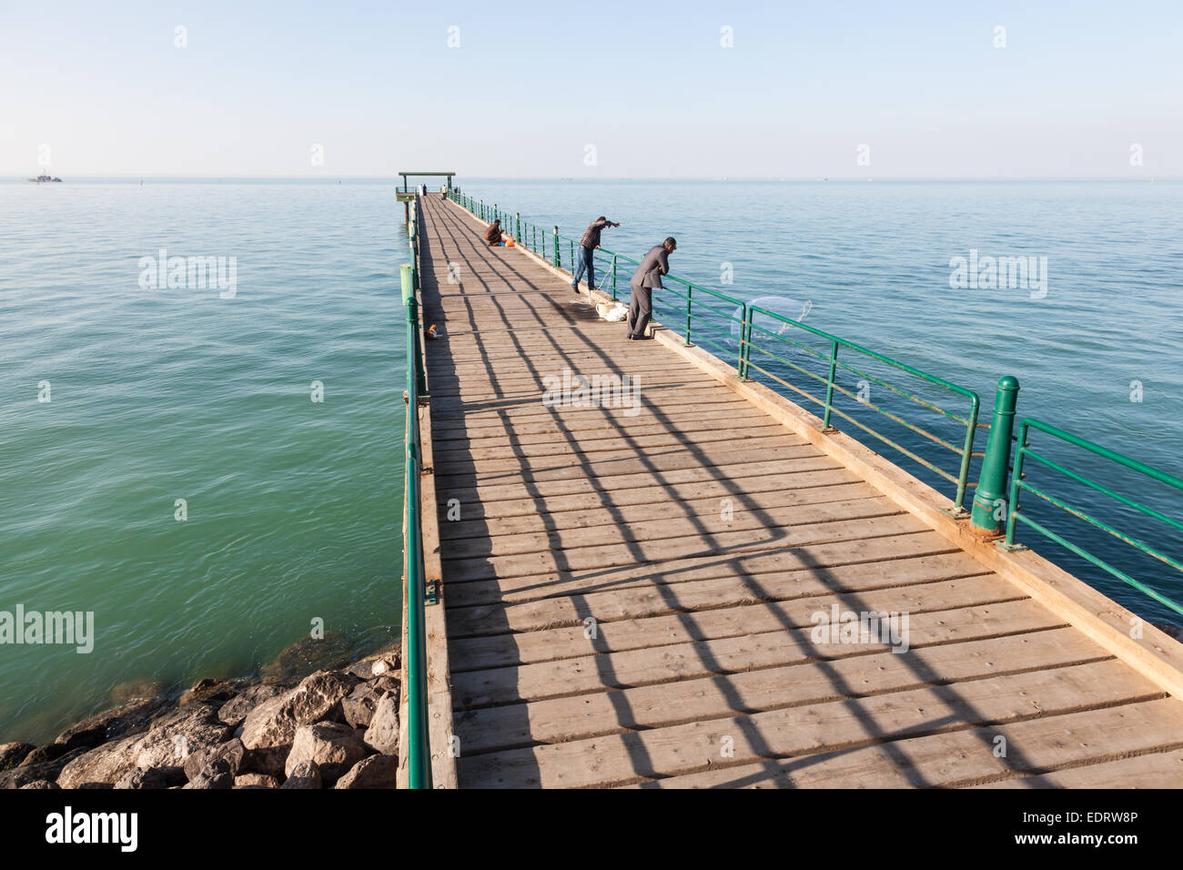 Souq Sharq Pier at the Arabian Gulf coast in Kuwait Stock Photo