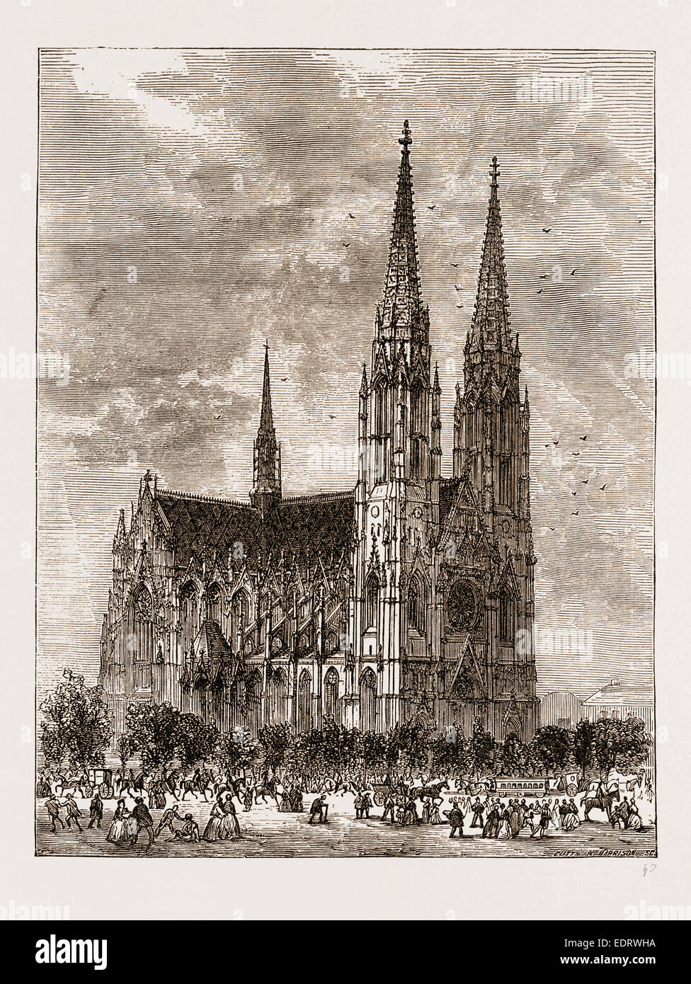 THE VOTIVE CHURCH, BUILT BY MAXIMILIAN, VIENNA AUSTRIA 1873 Stock Photo