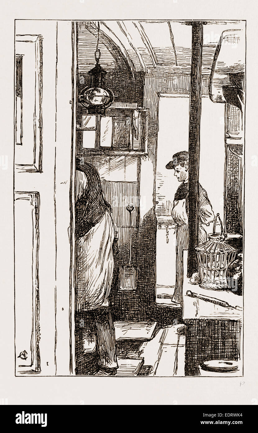 I. THE COOK'S GALLEY ON THE ANTWERP BOAT 'PACIFIC ', ENGRAVING 1873 Stock Photo