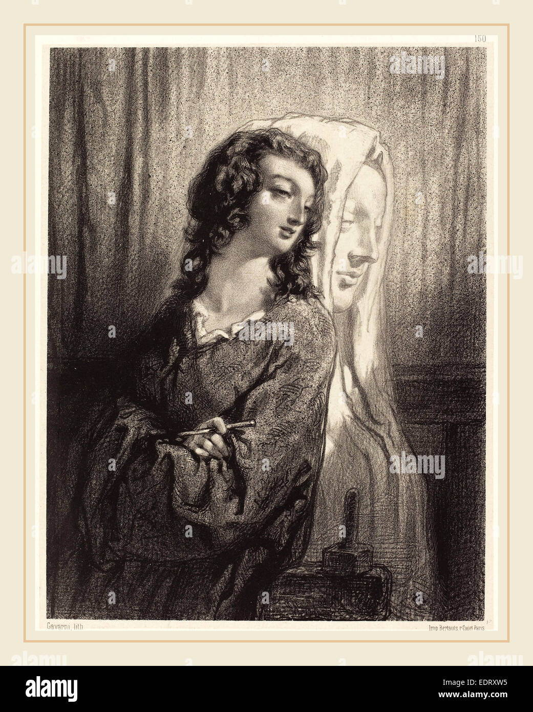 Paul Gavarni (French, 1804-1866), The Model and the Figure (La sculpture monumentale), 1847-1856, lithograph Stock Photo
