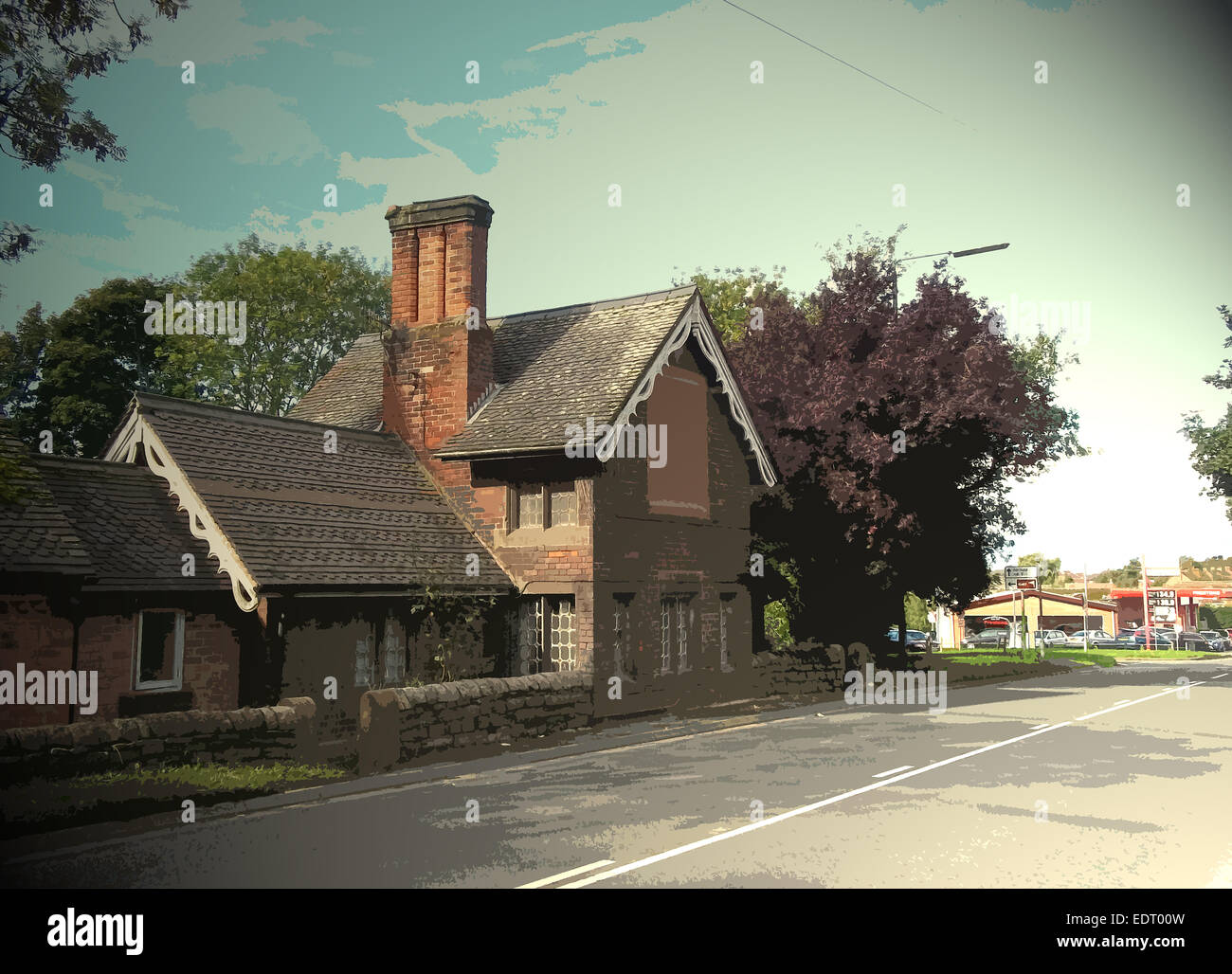 Dwelling on Derby Road, Attractive Tudor-style house similar to those in nearby Osmaston though this one suffers somewhat Stock Photo