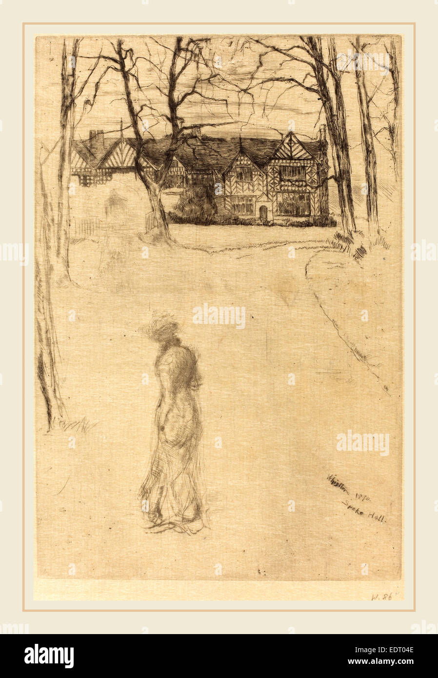 James McNeill Whistler (American, 1834-1903), Speke Hall, No.1, 1870, etching and drypoint Stock Photo