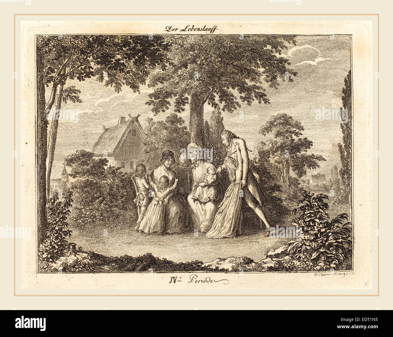 Daniel Nikolaus Chodowiecki (German, 1726-1801), Growing Family, 1793, etching Stock Photo