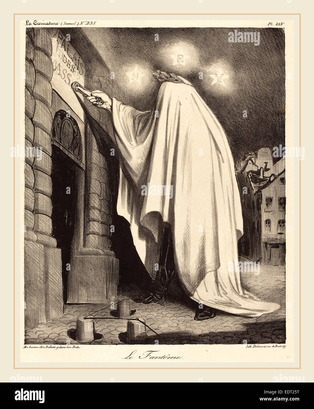Honoré Daumier (French, 1808-1879), Le Fantome, 1835, lithograph Stock Photo