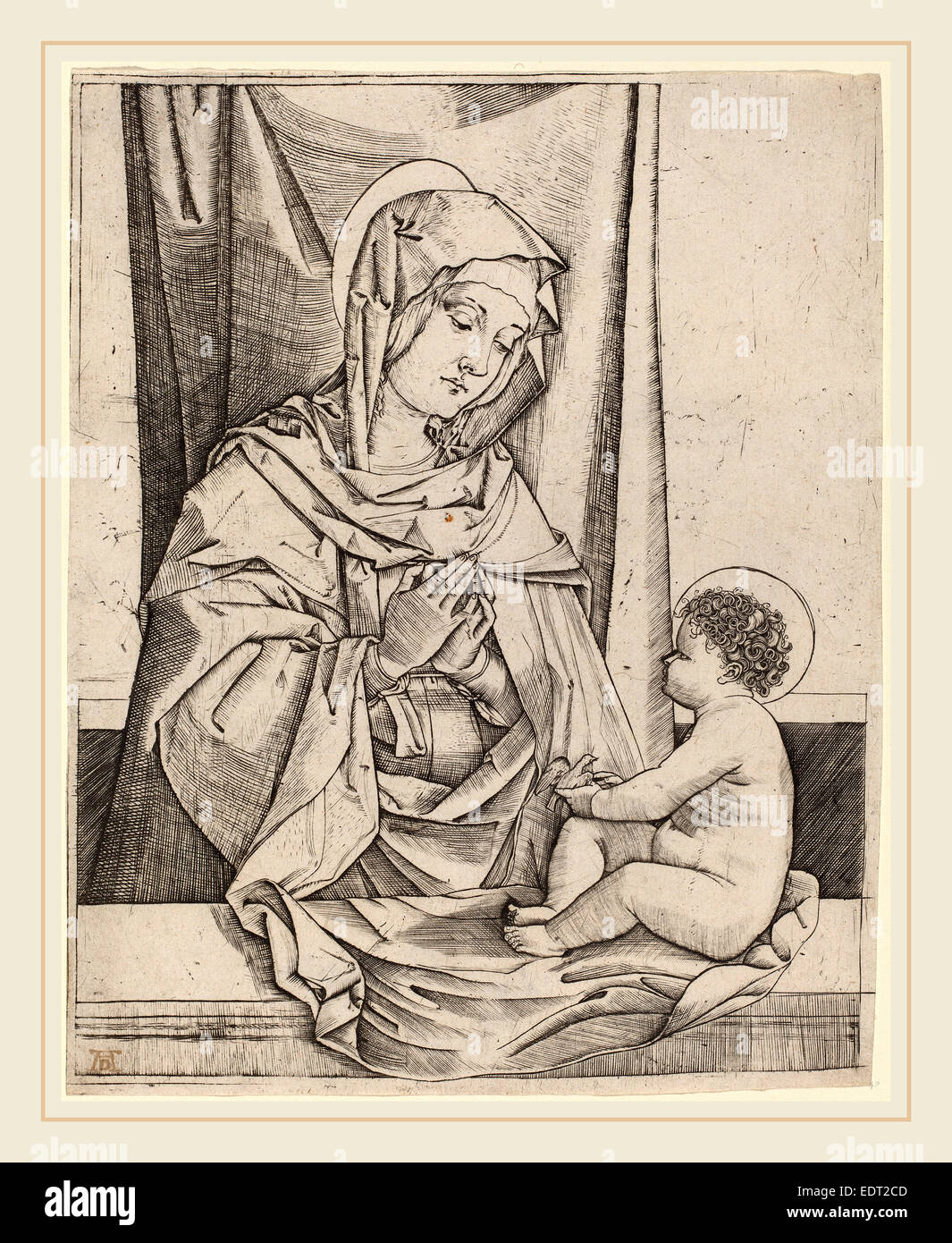 Benedetto Montagna (Italian, c. 1480-1555 or 1558), The Virgin and Child, c. 1502, engraving Stock Photo