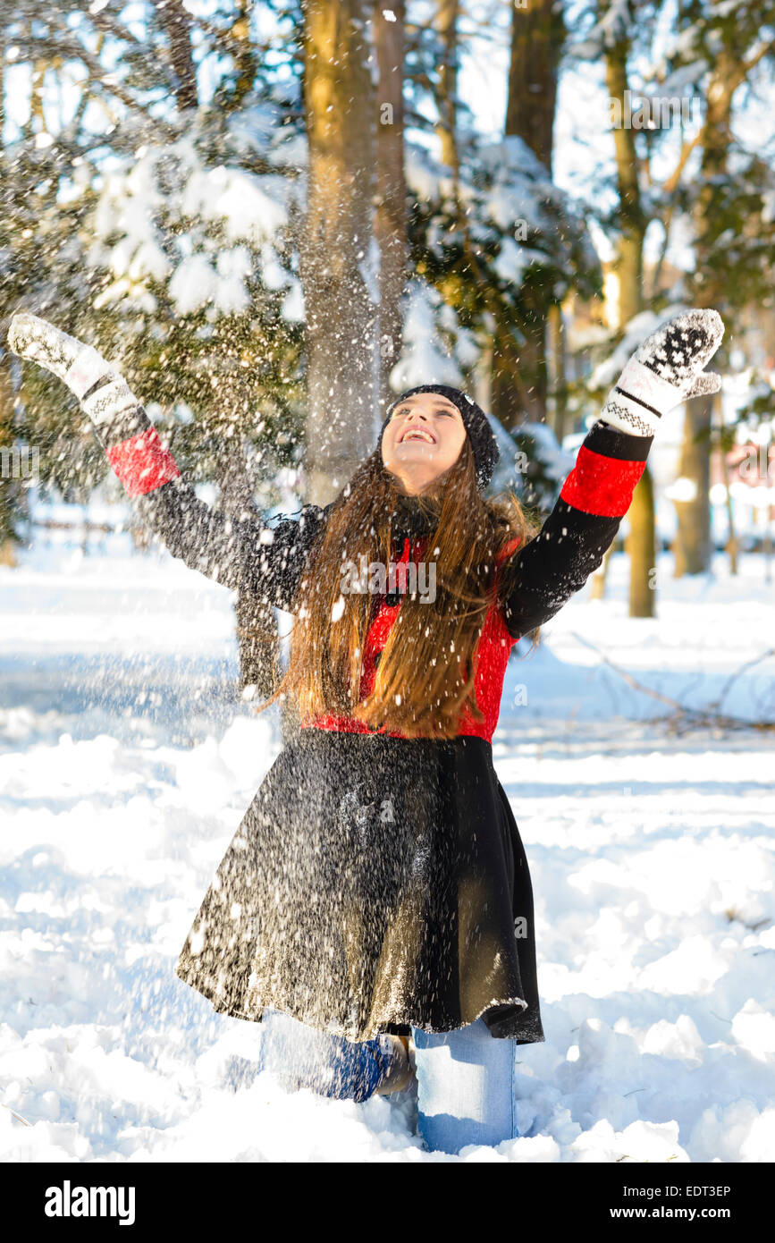 Beautiful woman enjoying winter season Stock Photo - Alamy