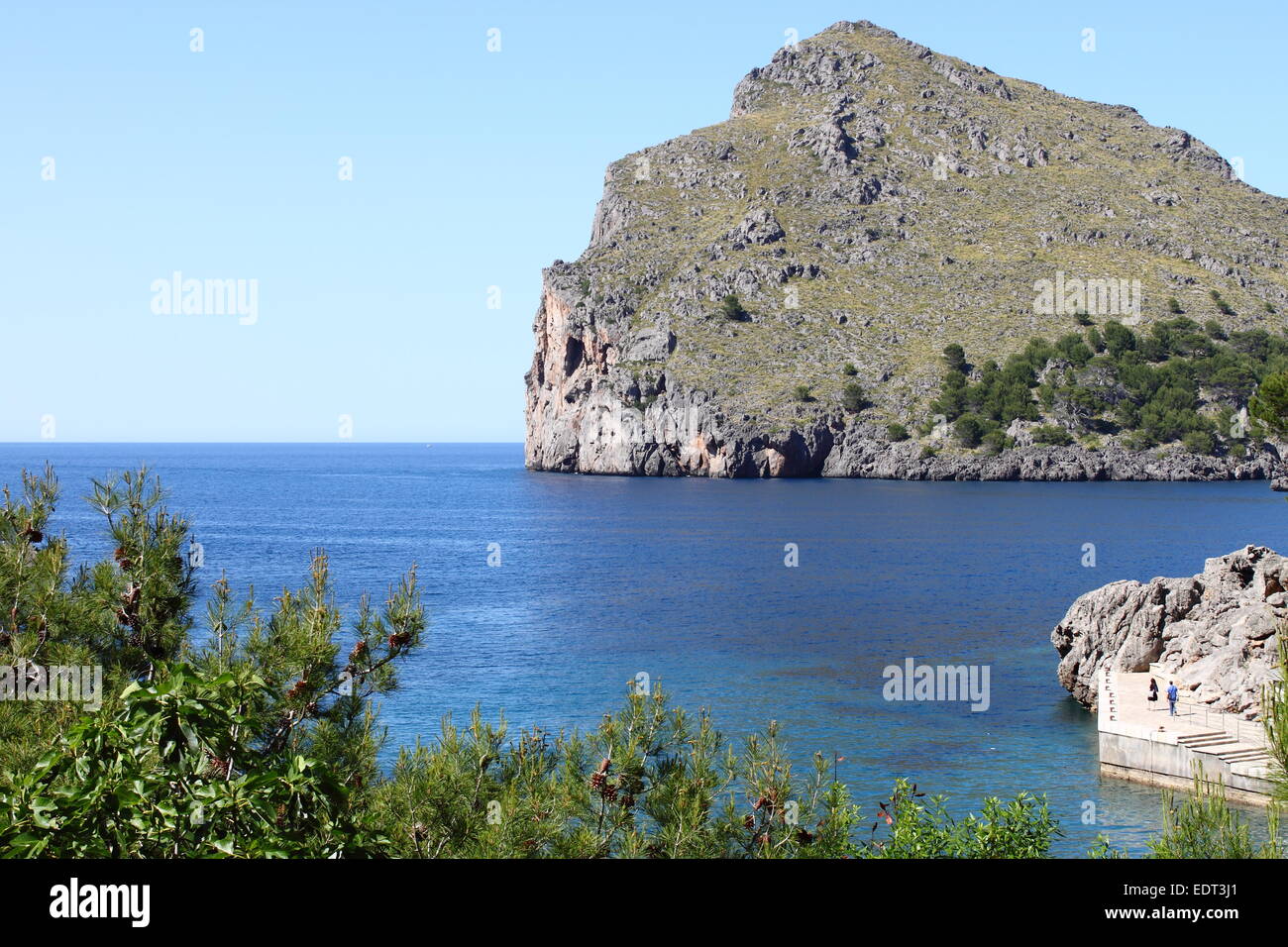 Turquoise mediterranean sea in Sa Calobra bay. Mallorca, Spain Stock Photo