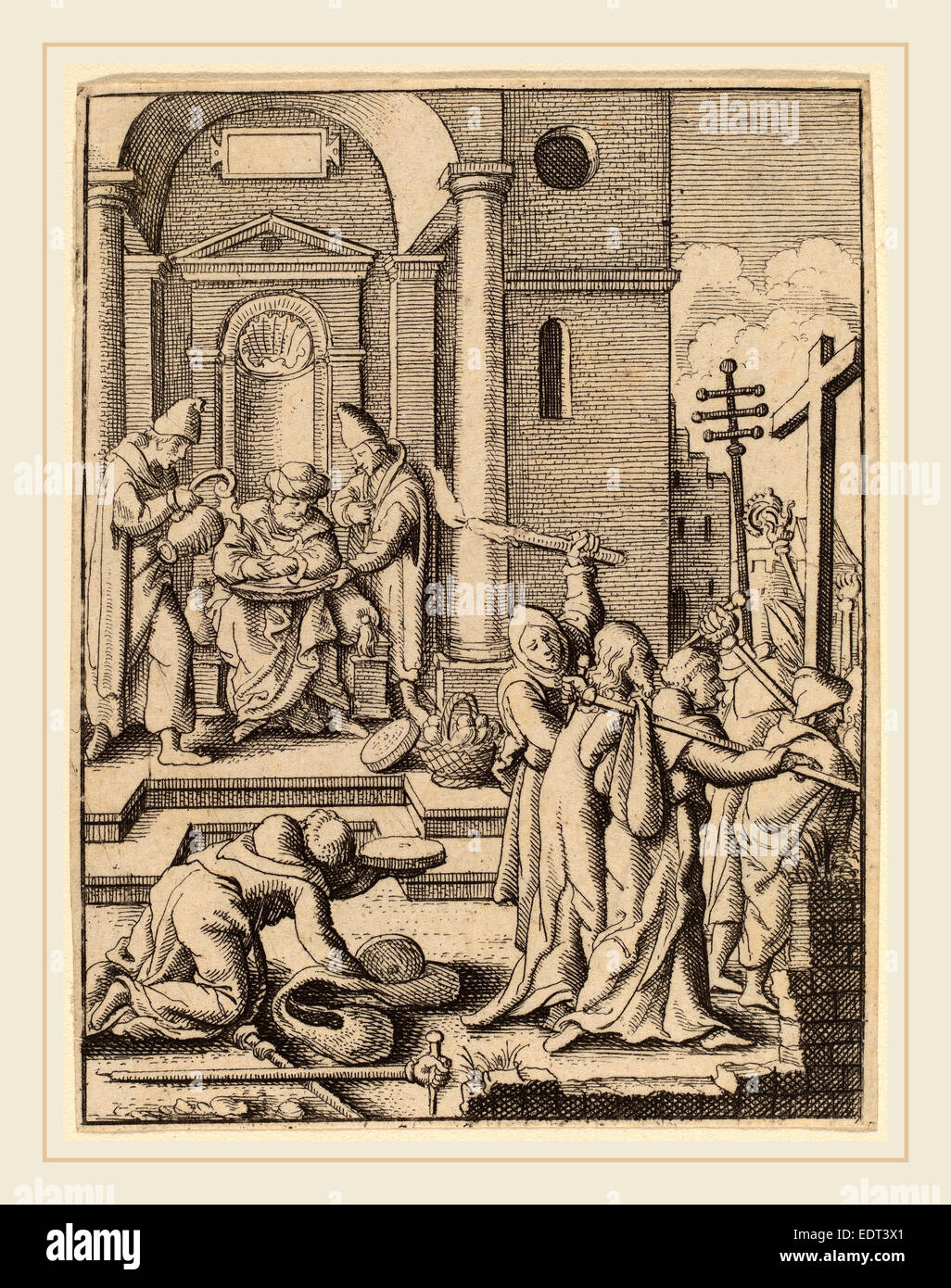 Wenceslaus Hollar (Bohemian, 1607-1677), The Washing of Hands, etching Stock Photo