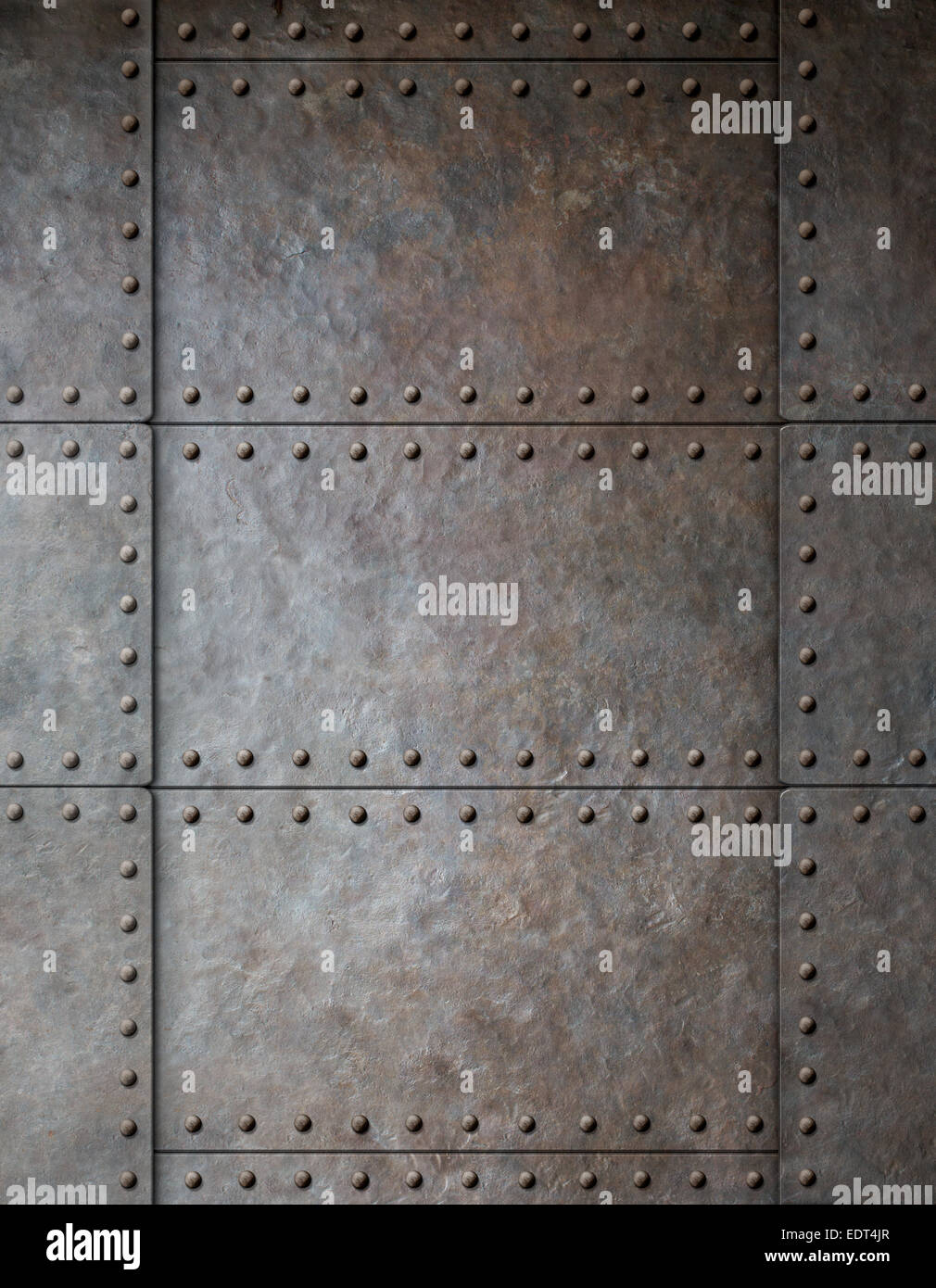 steel metal armour background with rivets Stock Photo