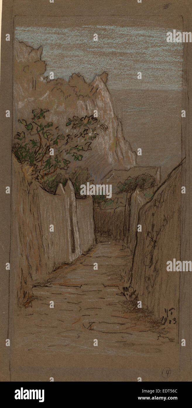 Elihu Vedder, Capri, American, 1836 1923, 1913, pastel on gray paper