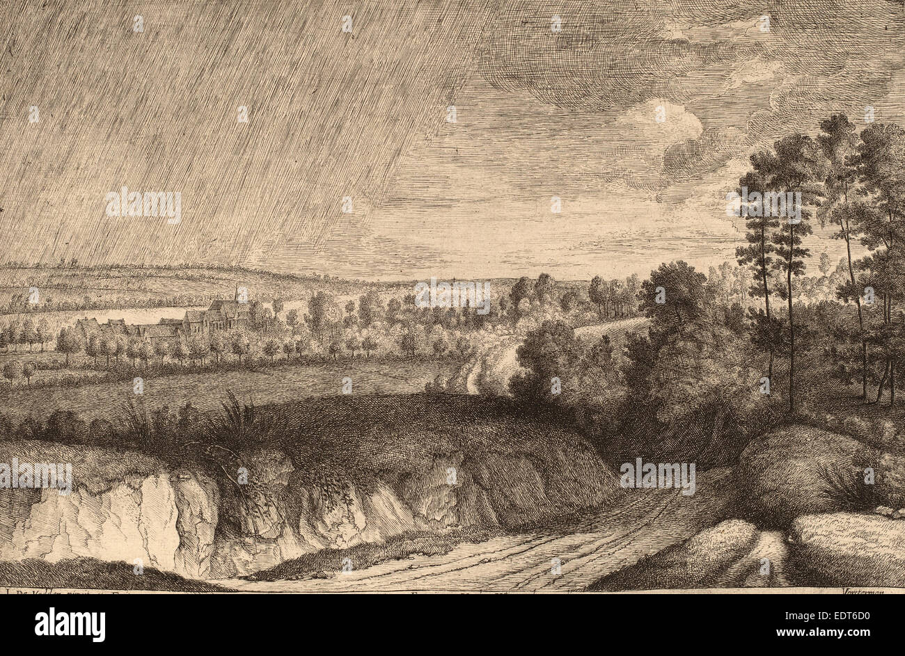 Lodewijk de Vadder (Flemish, 1605 - 1655), Rainy Landscape, etching ...