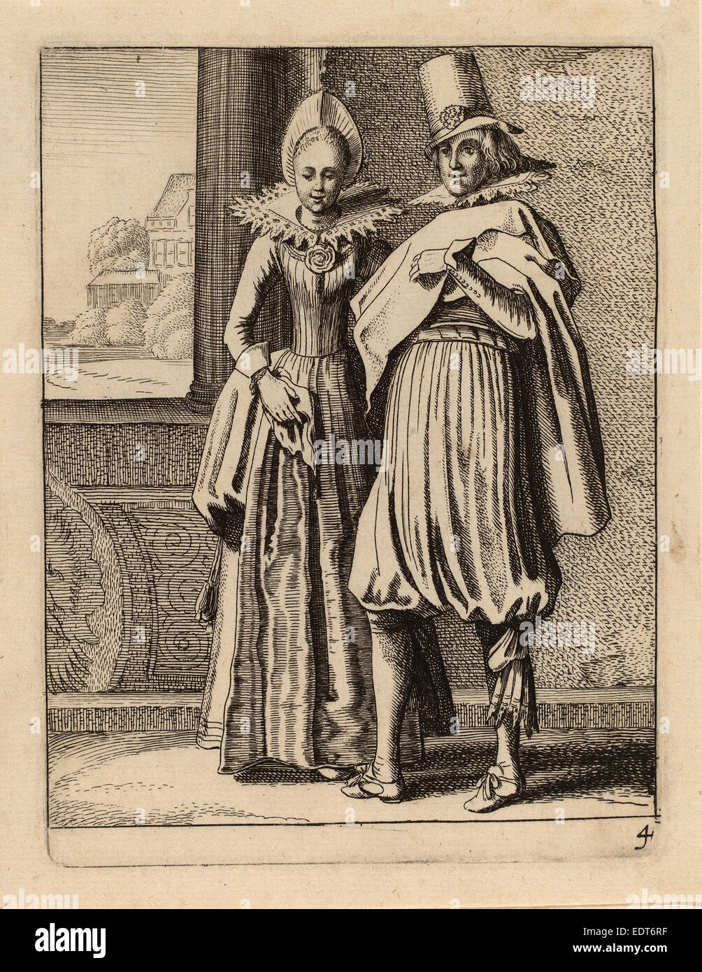 Jan van de Velde II (Dutch, 1593 - 1641), Two Figures in Costume ...