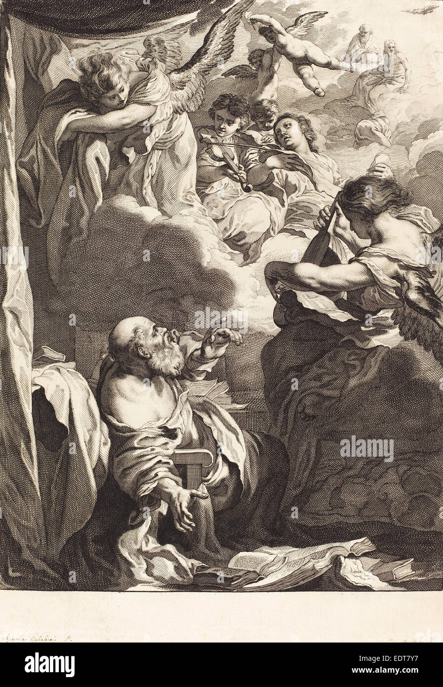 Jeremias Falck (German, c. 1619 - 1677), The Ecstasy of Saint Paul, c. 1655, engraving and etching on laid paper Stock Photo