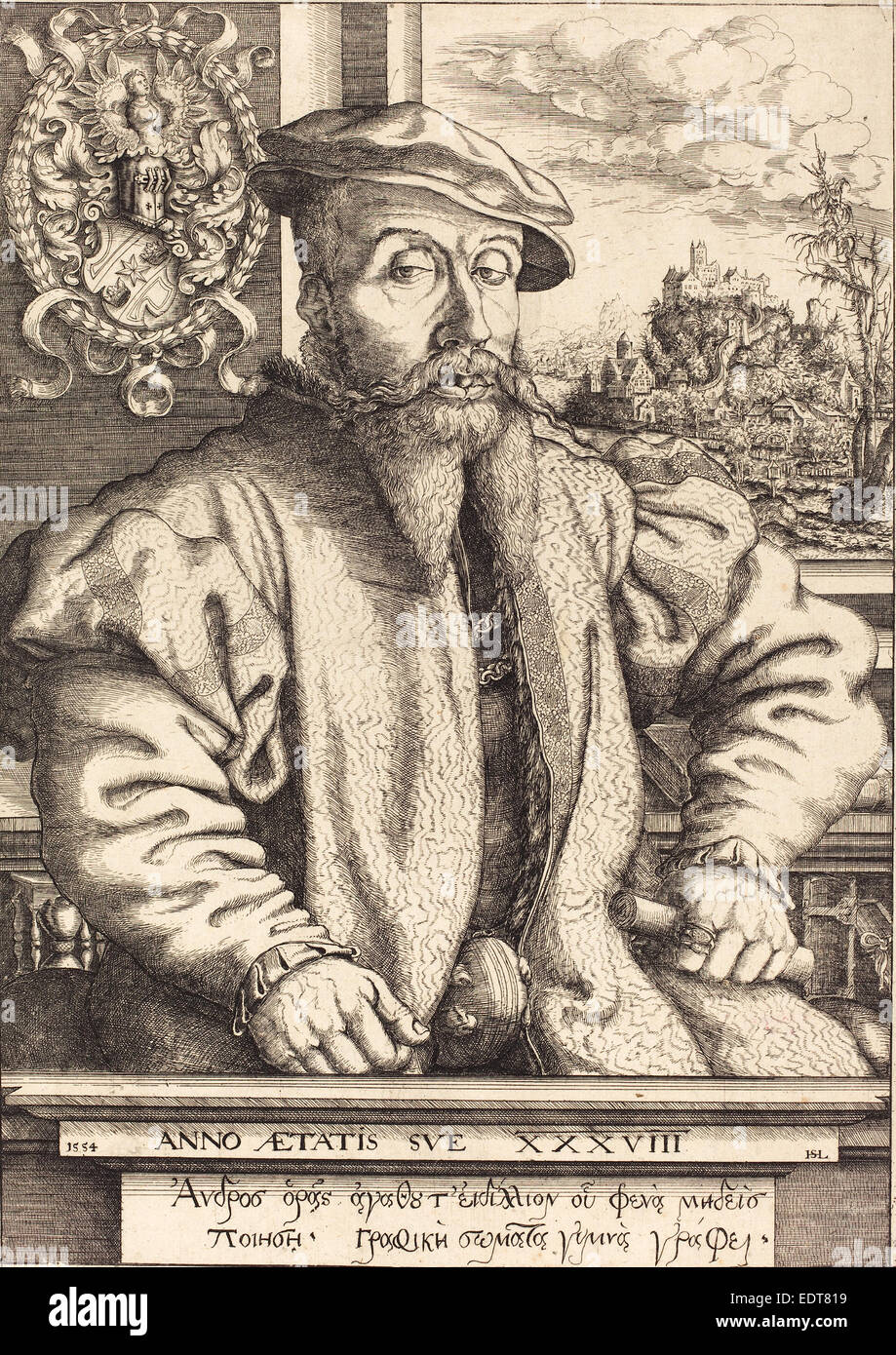 Hans Sebald Lautensack (German, 1524 - 1561-1566), Georg Roggenbach, 1554, etching Stock Photo