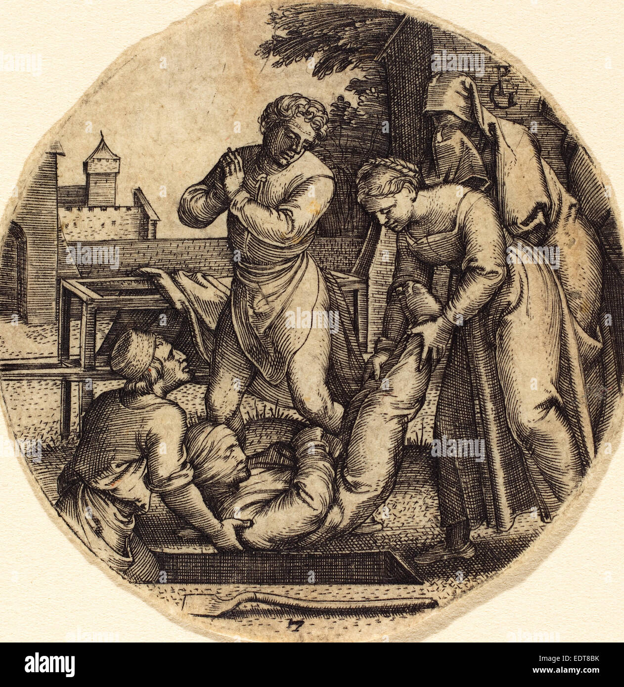 Georg Pencz (German, c. 1500 - 1550), To Bury the Dead, engraving Stock Photo