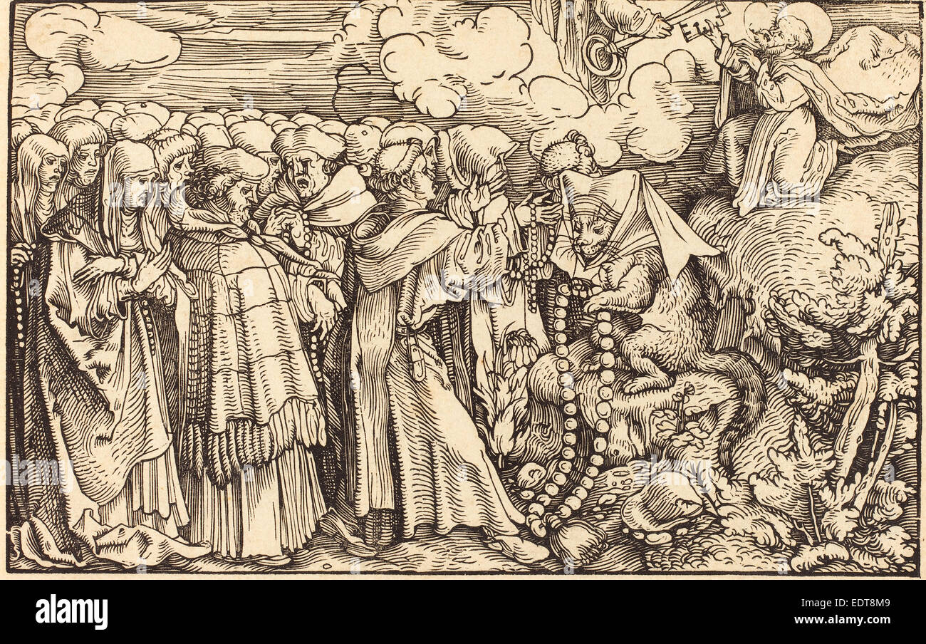 Hans Weiditz, II (German, 1500 or before - c. 1536), Allegory - Religious Frivolity, woodcut Stock Photo