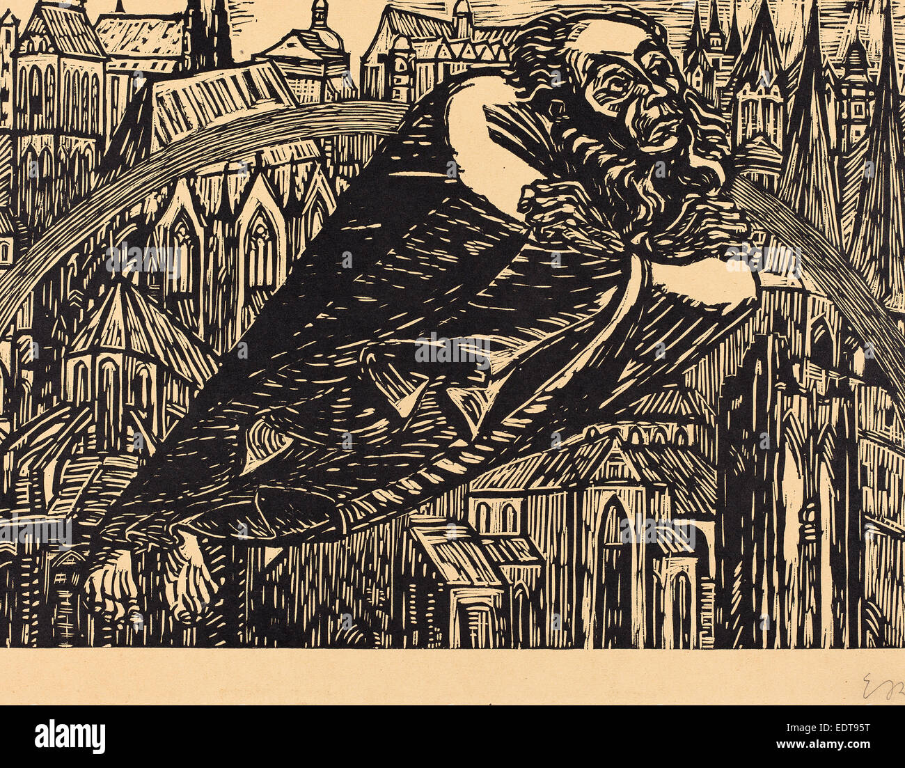 Ernst Barlach, The Cathedrals, German, 1870 - 1938, 1920, woodcut Stock Photo