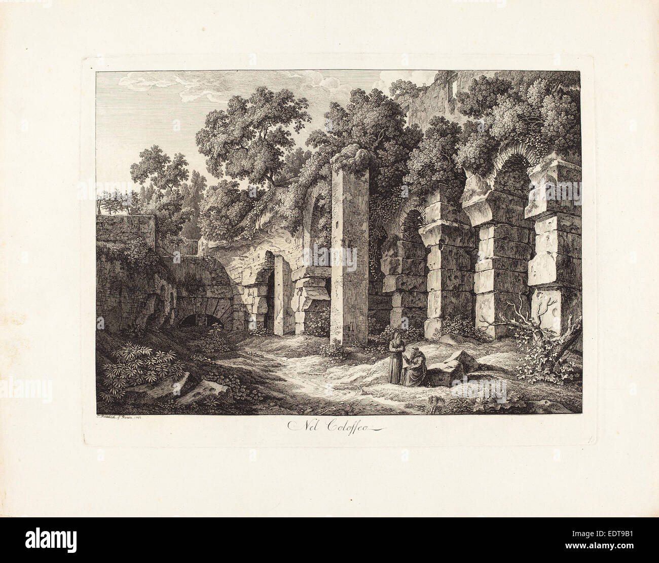 Johann Christian Reinhart (German, 1761 - 1847), Nel Colosseo, 1793, etching on laid paper Stock Photo