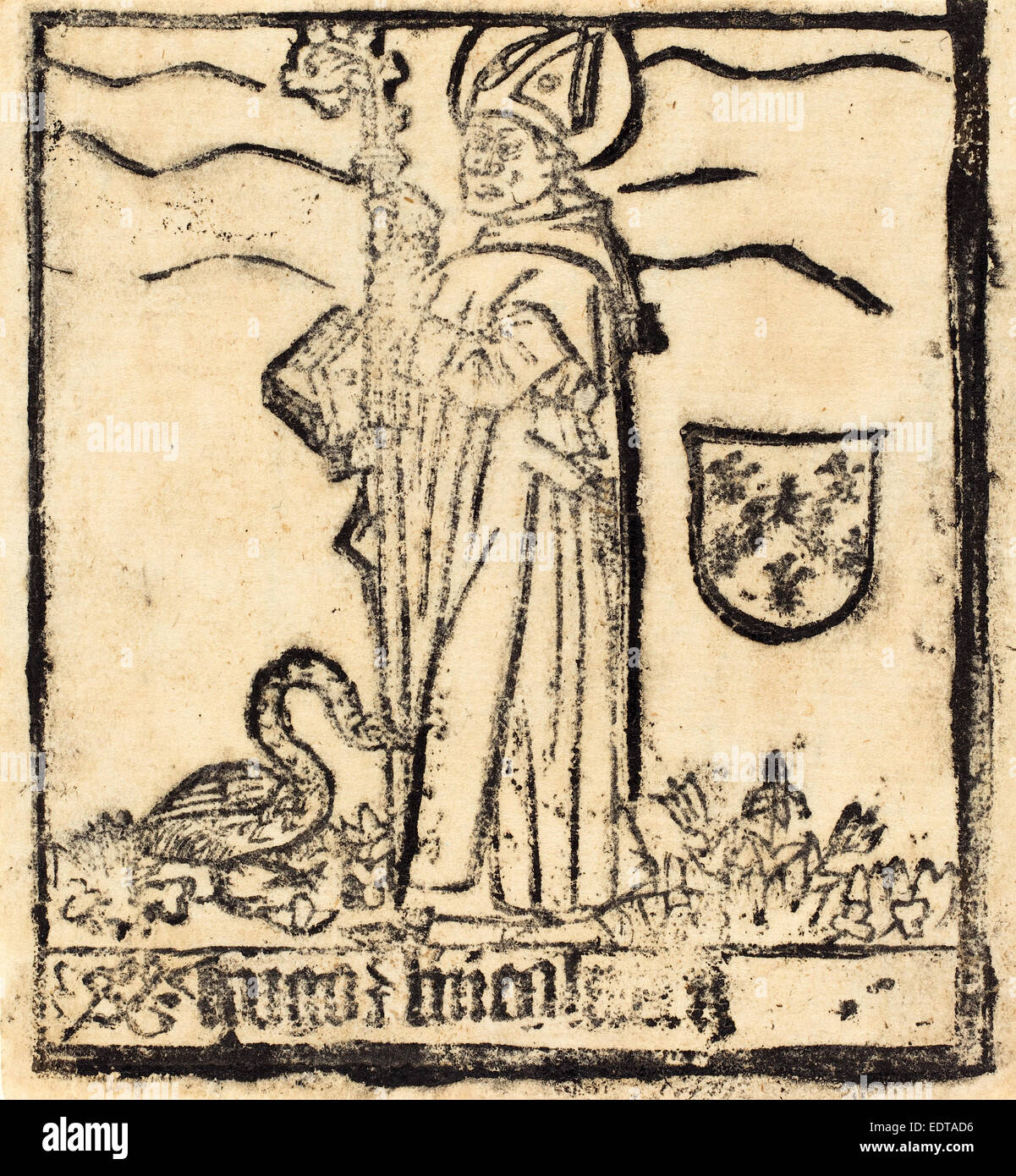 German 15th Century, Saint Hugo of Lincoln (or Saint Hugo of Avalon), probably 1460-1480, woodcut Stock Photo